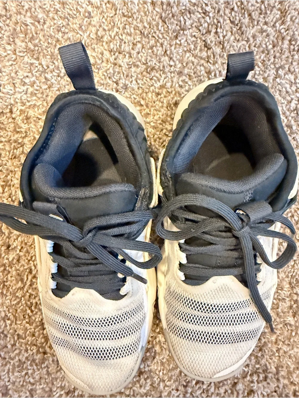 adidas Kids Cream and Black Low-Top basketball shoes